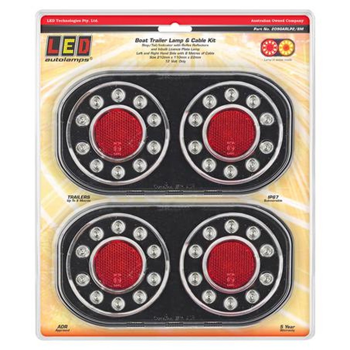 LED Autolamps Stop/Tail/Indicator LED Lamp 12V w/LP 209GARLP2/8M