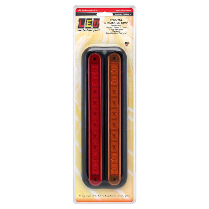 LED Autolamps Stop/Tail/Indicator Strip Light LED 12V Black Bracket 235BAR12