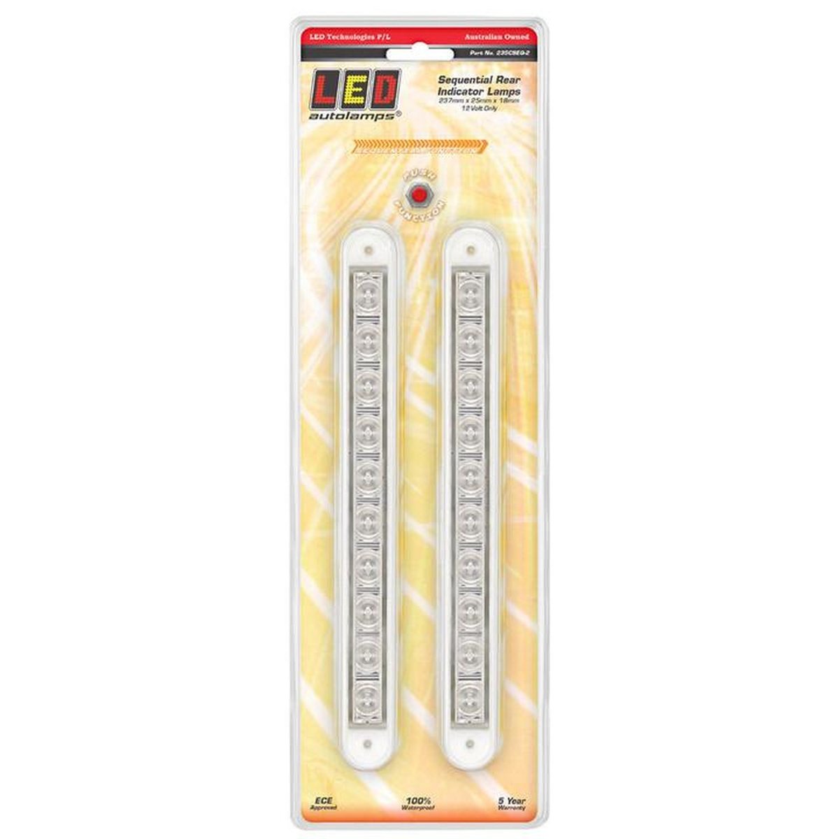 LED Autolamps Indicator Strip Lamp Sequential Clear 237 x 25mm 12V 235CSEQ-2