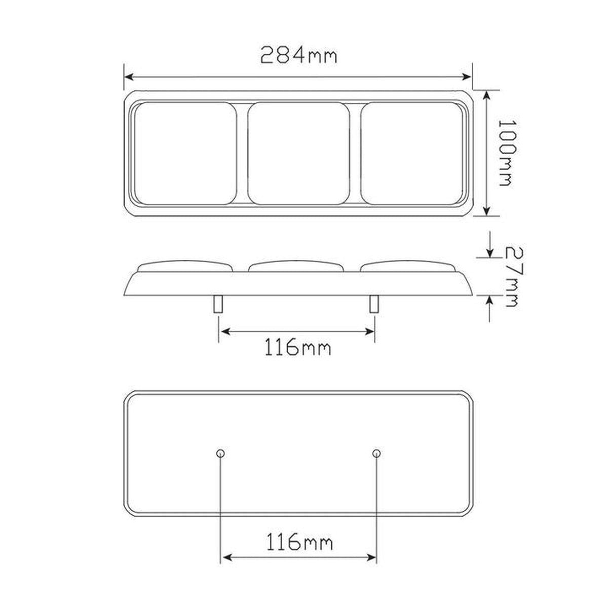 LED Autolamps Stop/Tail/Indicator/Reverse LED Light 12/24V 282ARWMB