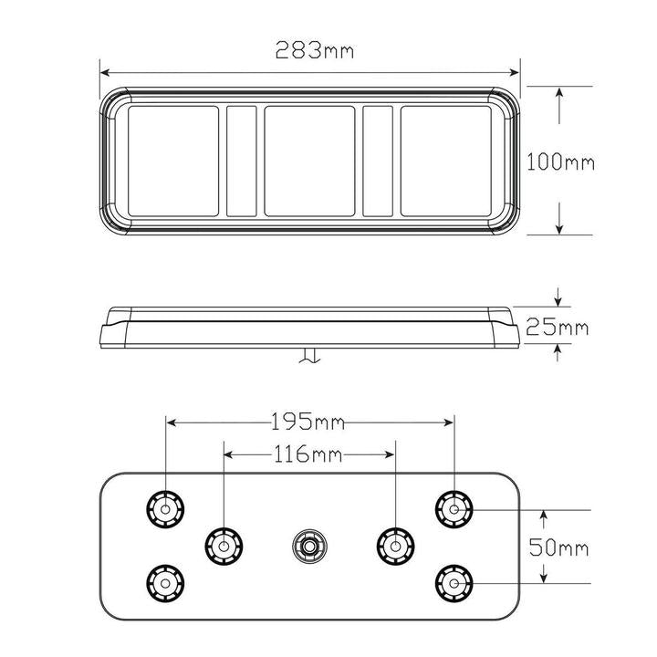 LED Autolamps Stop/Tail/Indicator/Reflector Light LED 12-24V 283ARRM
