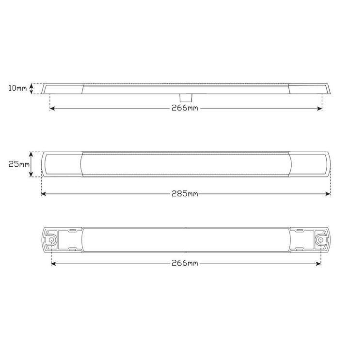 LED Autolamps Stop/Tail/Indicator 16 LED Light Black End Caps 12V 285BAR12