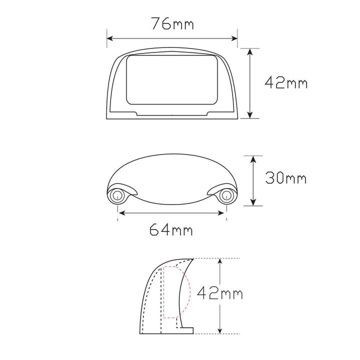 LED Autolamps Licence Plate Lamp with Black Bracket and 1M Cable 76x41x27mm 12-24V 35BLM1P