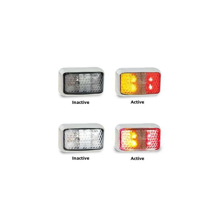 LED Autolamps Chrome Series Side Marker with 40cm Cable Red/Amber 58x35x21mm 10-30V 35CARM
