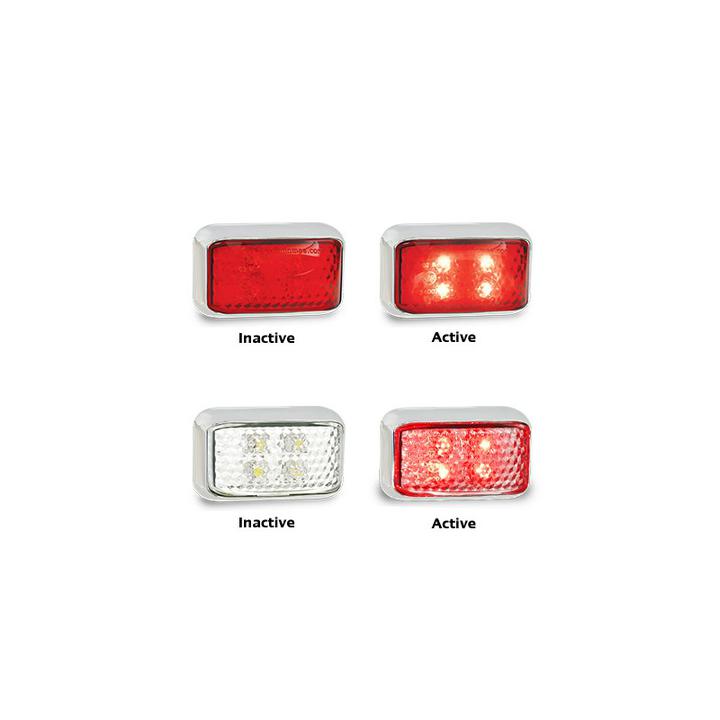 LED Autolamps Chrome Series Rear Marker with 30cm Cable Red 58x35x19mm 10-30V 35CRM
