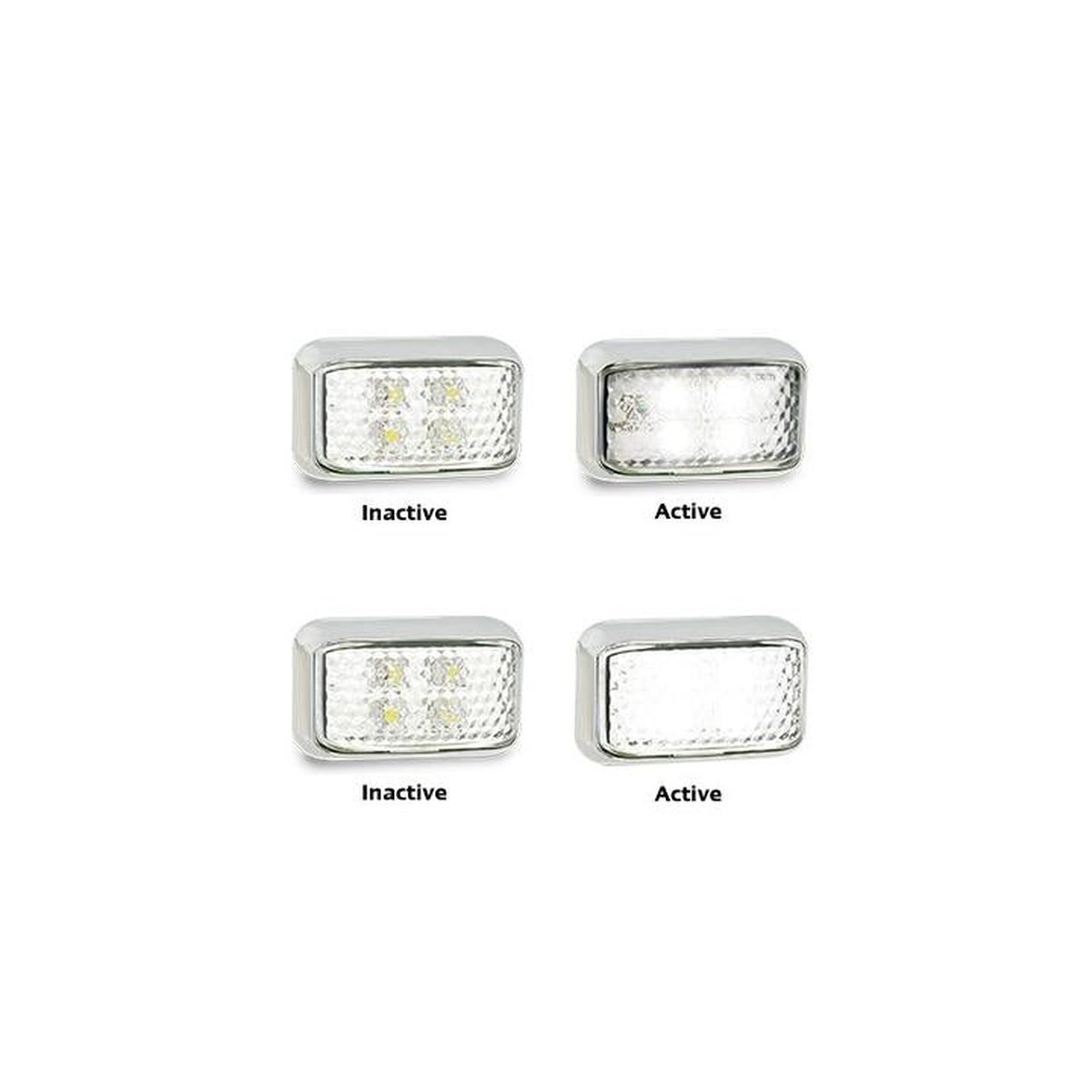 LED Autolamps Chrome Series Front Marker with 40cm Cable White with Clear Lens 58x35x21mm 10-30V 35CCWM