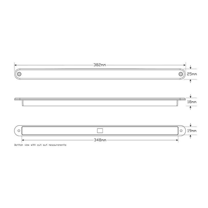 LED Autolamps Indicator Strip Lamp 380 x 22mm 12V 380A12
