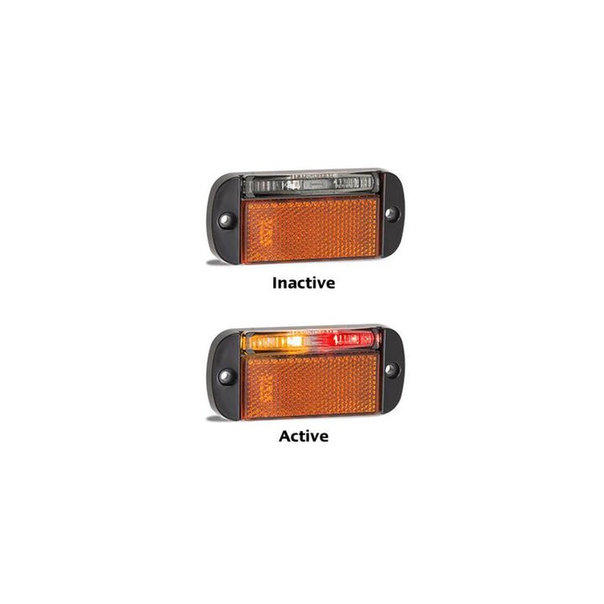 LED Autolamps Side Marker with Reflector and Black Base L/H Side Red/Amber 100 x 44mm 12-24V 44ARMLB