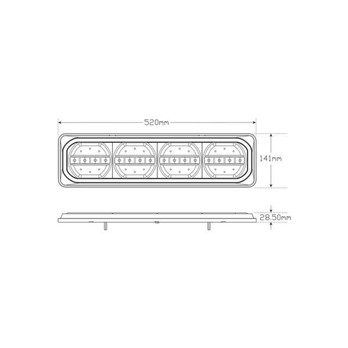 LED Autolamps Stop/Tail/Indicator/Reverse LED Light LHS Diffused Tail 520ARWMLB