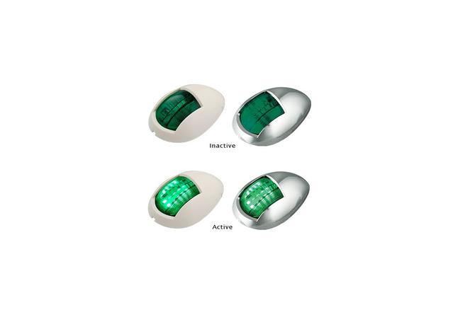 LED Autolamps Starboard Navigation Lamp with Chrome Bracket Green 76 x 52mm 52CG