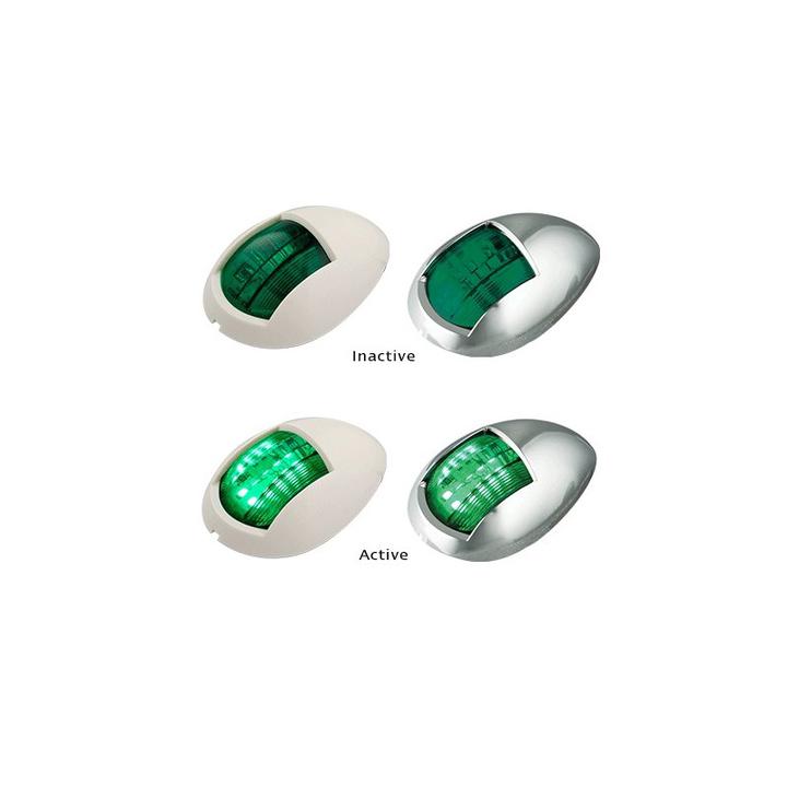LED Autolamps Starboard Navigation Lamp with White Bracket Green 76 x 52mm 52WG