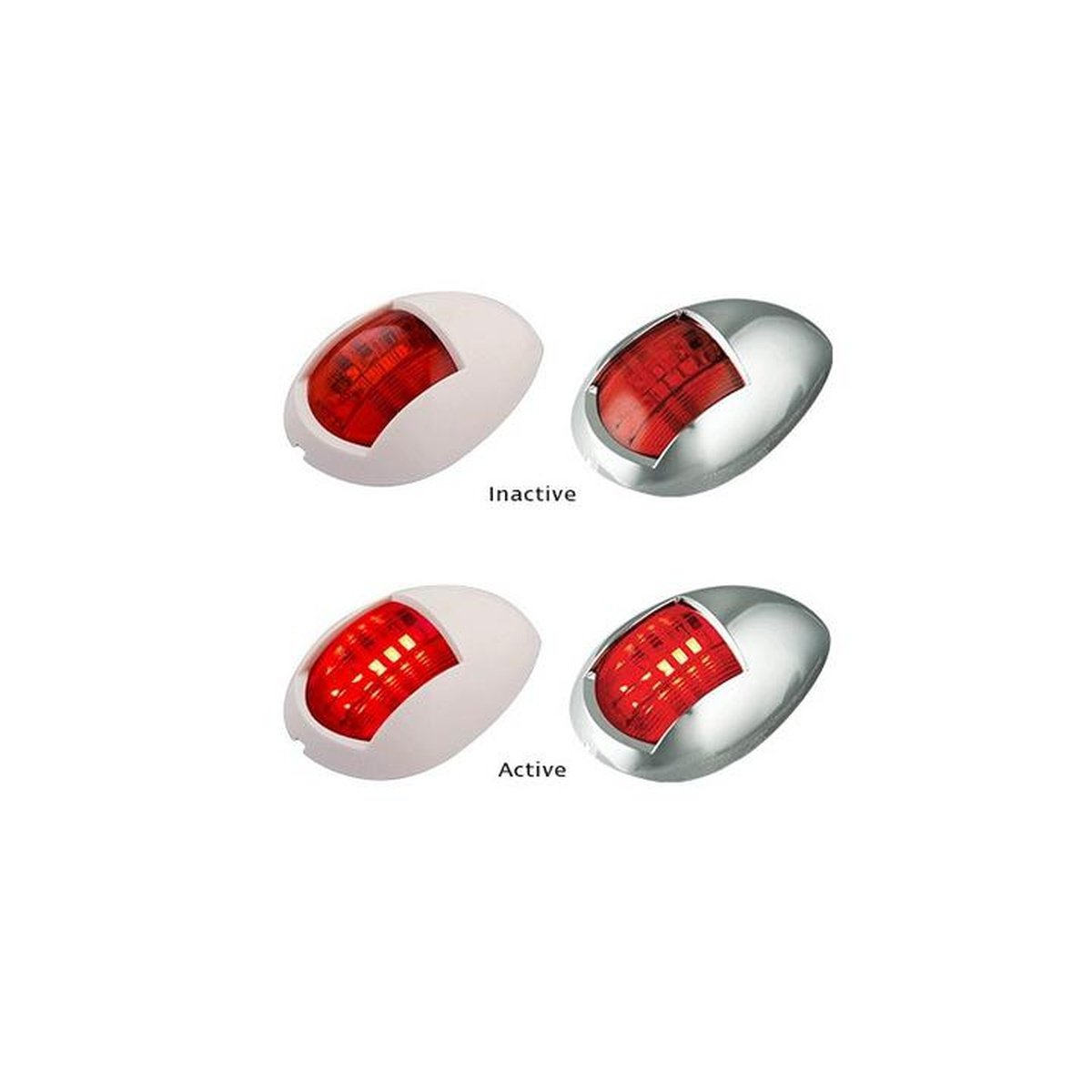 LED Autolamps Portside Navigation Lamp with Chrome Bracket Red 76 x 52mm 52CR