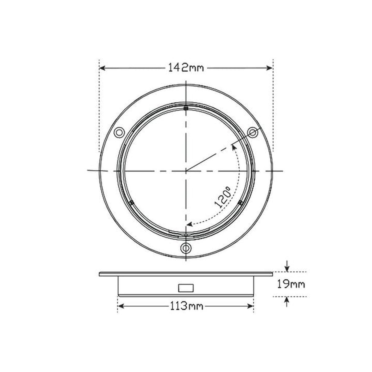 LED Autolamps Steel Flange Chrome Plated (Suits Rounds Series Lights) 53101C