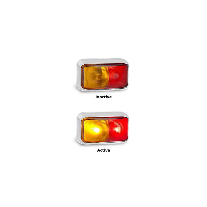 LED Autolamps Chrome Series Side Marker with 3m Cable Red/Amber 58x35x21mm 10-30V 58CARM3