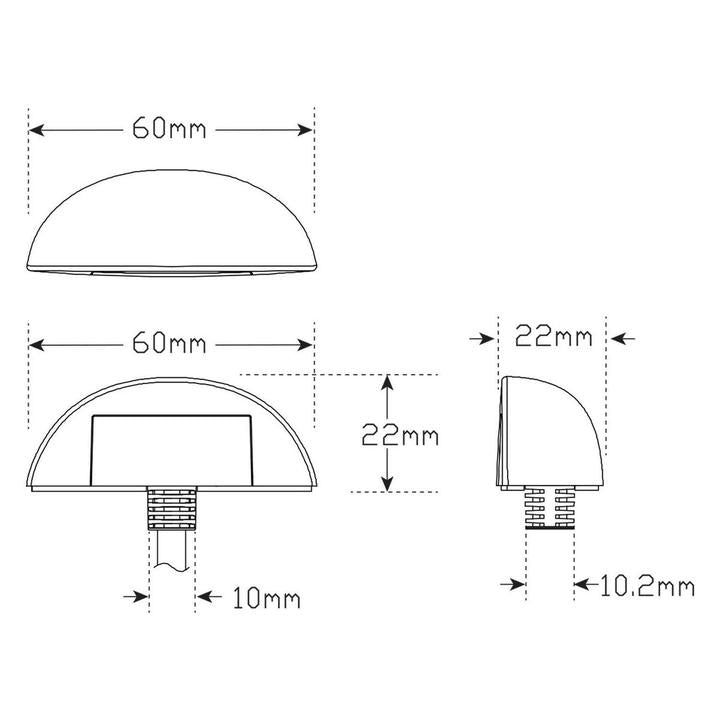 LED Autolamps Licence Plate Lamp with Black Base and 10cm Cable 60x22x32mm 12-24V Twin Pack 60BLM