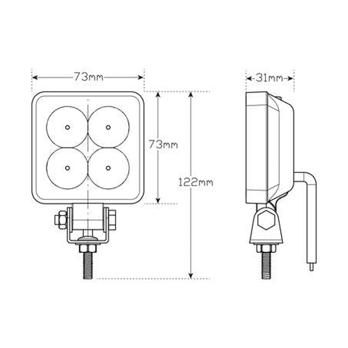 LED Autolamps Flood Lamp/Reverse Lamp 9/30V 12W Blister Pack 7312BM