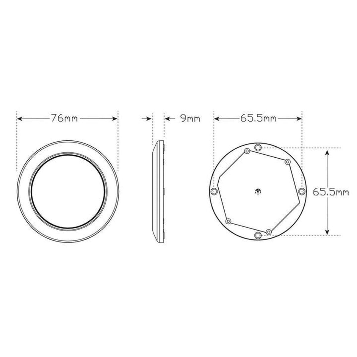 LED Autolamps Interior Lamp with Chrome Bezel  Cool White 76 x 9mm 12V 7515WB