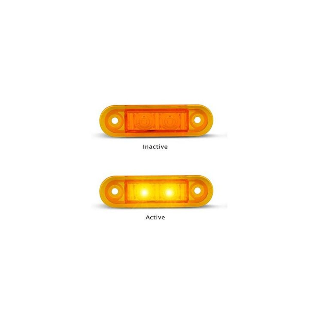 LED AutoLamps Low Profile Side Marker Amber 73x22x3mm 12-24V Twin Pack 7922AM2