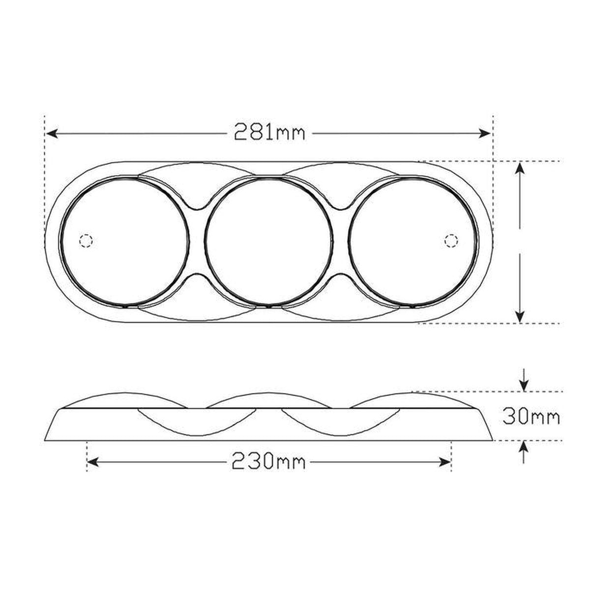 LED Autolamps Stop/Tail/Indicator LED Light 12V Black Bracket 281x101x30mm 82BARR