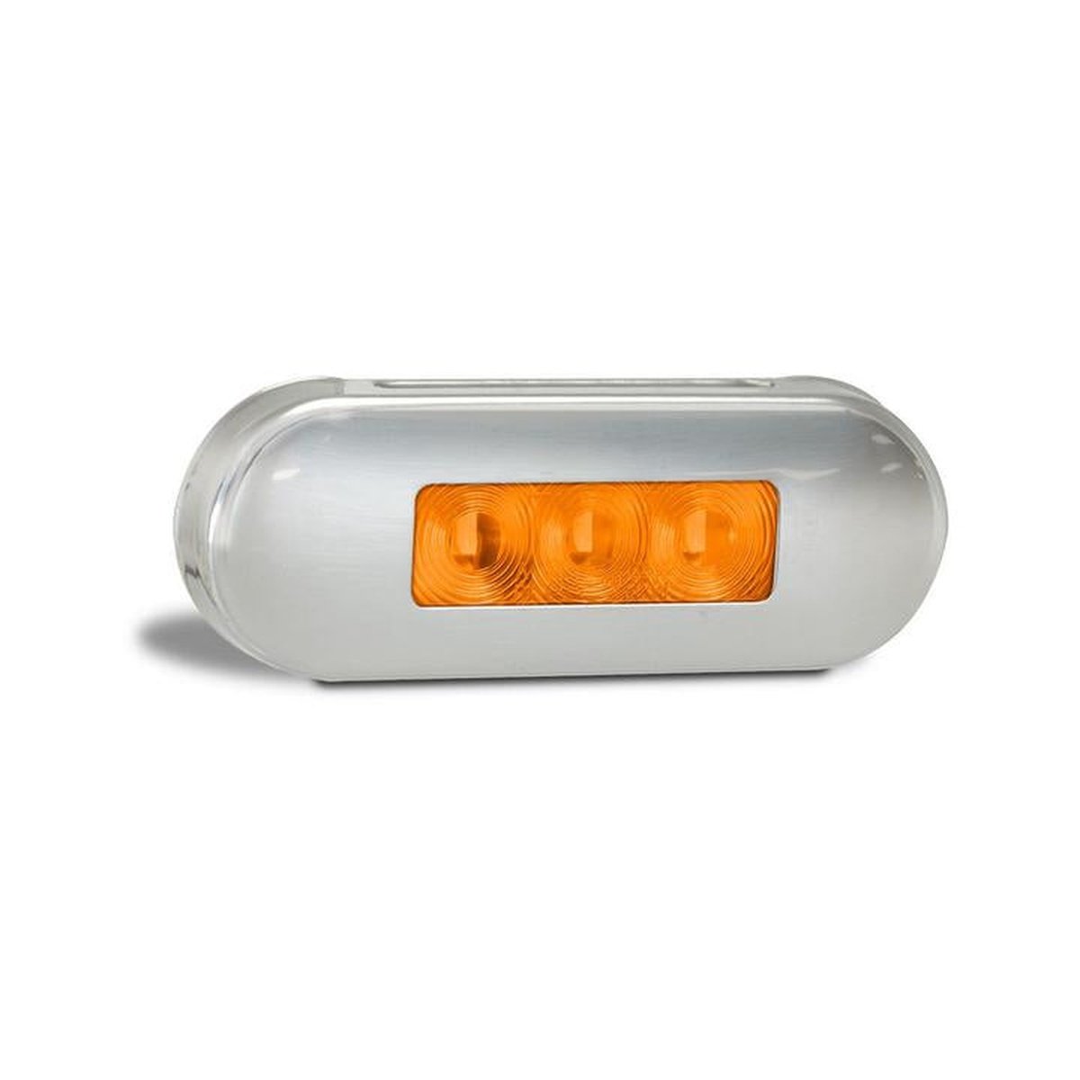 LED AutoLamps Side Marker with Stainless Steel Bezel Amber 86x31x10mm 12-24V 86AAM