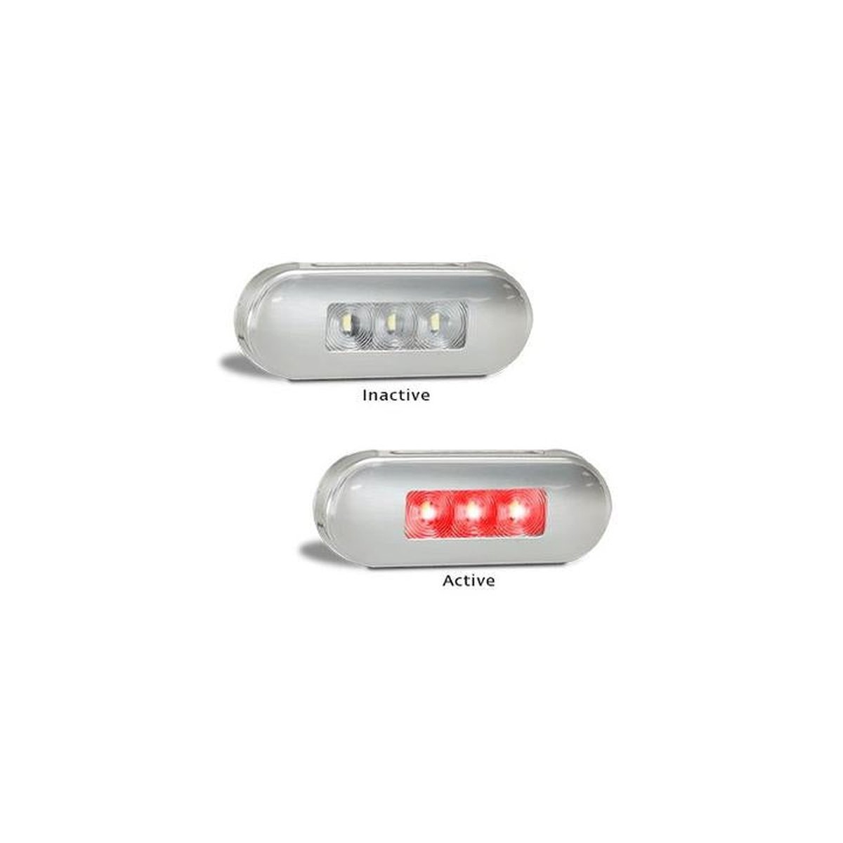 LED AutoLamps Rear Marker with Stainless Steel Bezel Red with Clear Lens 86x31x10mm 12-24V 86RM