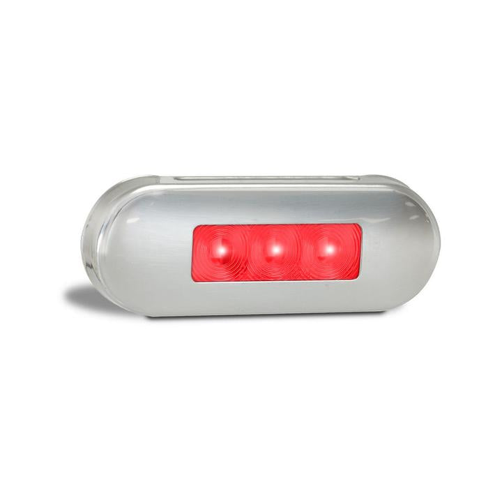 LED AutoLamps Rear Marker with Stainless Steel Bezel Red 86x31x10mm 12-24V 86RRM