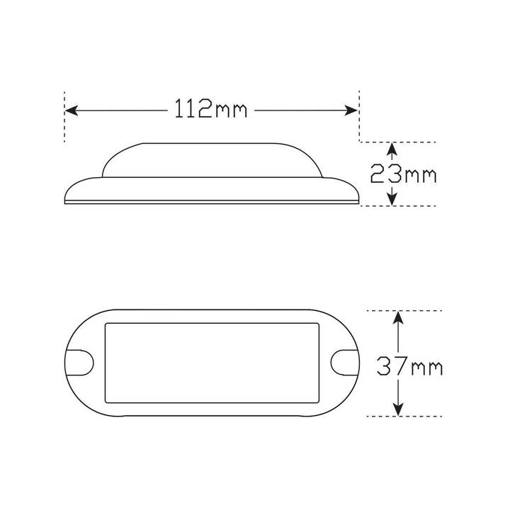 LED Autolamps Red Emergency Lamp with Strobe 112mm 90RM