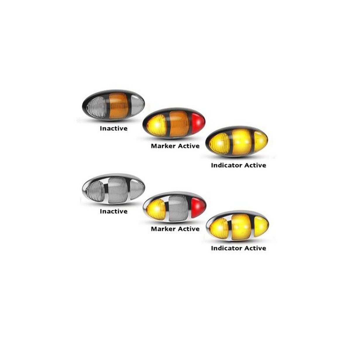 LED Autolamps Twin Function Side Indicator with Red/Amber Side Marker and Black Bezel 99x47x28mm 12-24V 97ARIM