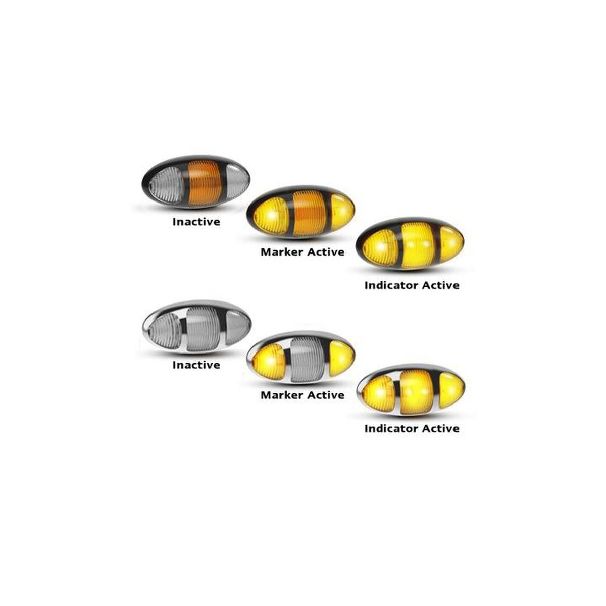 LED Autolamps Twin Function Side Indicator with Amber Side Marker and Chrome Bezel 97x45x28mm 12-24V 97CAIM