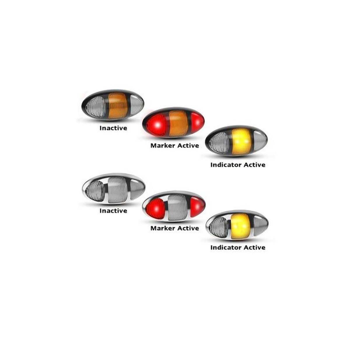 LED Autolamps Twin Function Rear Marker with Supplementary Rear Indicator and Chrome Bezel 97x45x28mm 12-24V 97CRIMB