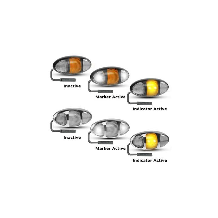 LED Autolamps Twin Function Front Marker with Supplementary Front Indicator, Chrome Bezel with 3P Harness 97x45x28mm 12-24V 97CWIMCSB