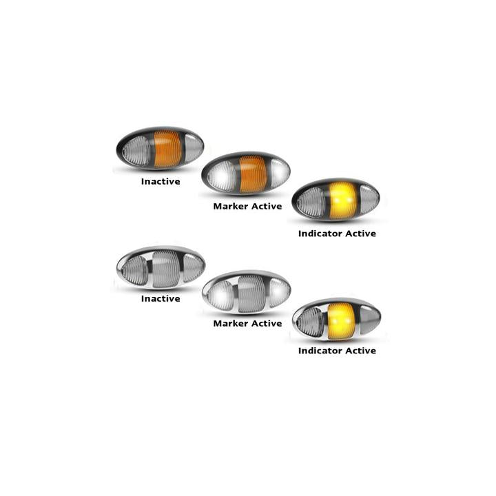 LED Autolamps Twin Function Front Marker with Supplementary Front Indicator and Chrome Bezel 97x45x28mm 12-24V 97CWIM