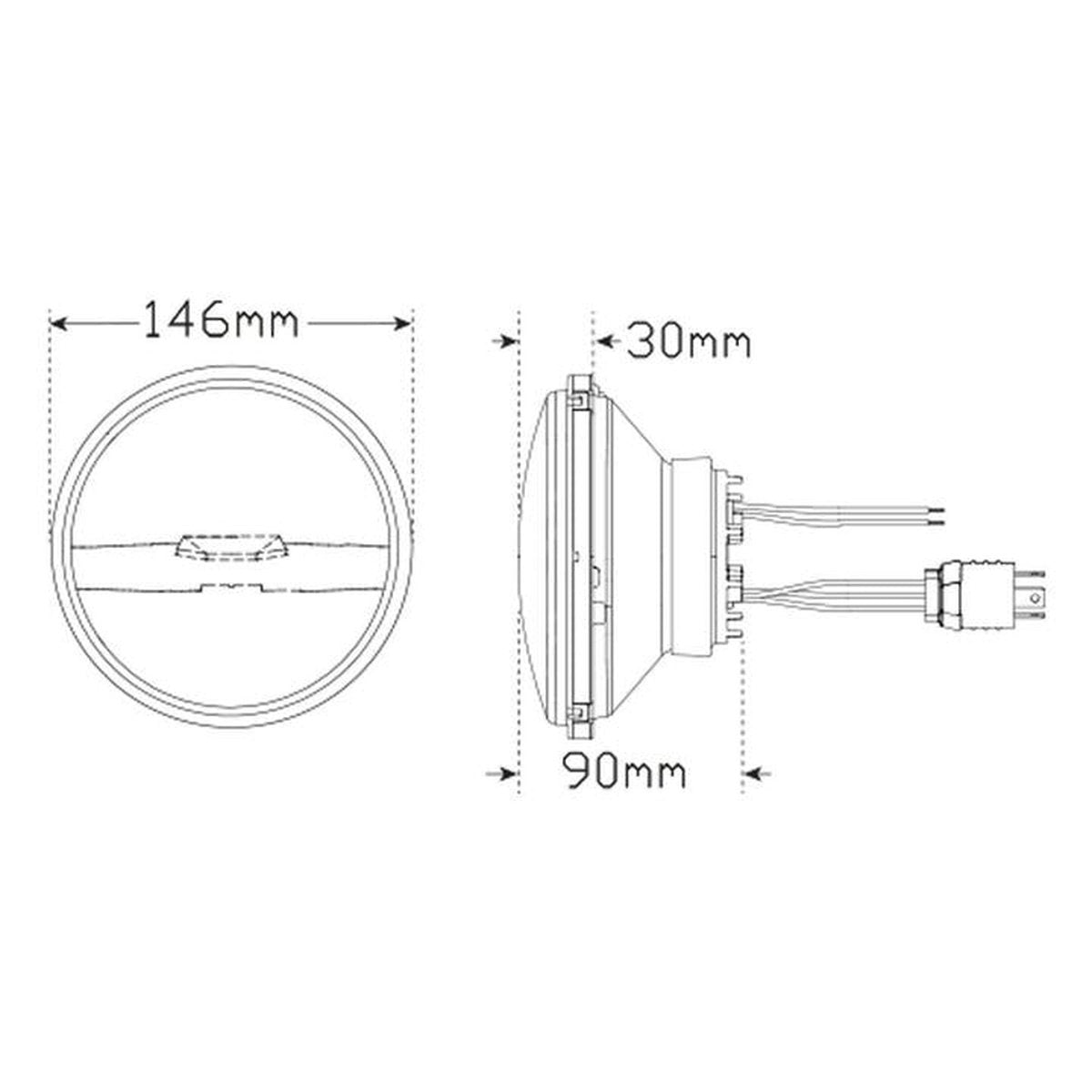 LED Autolamps 5 3/4" Headlight High/Low/Front 3 Pin Plug Twin Pack HL146