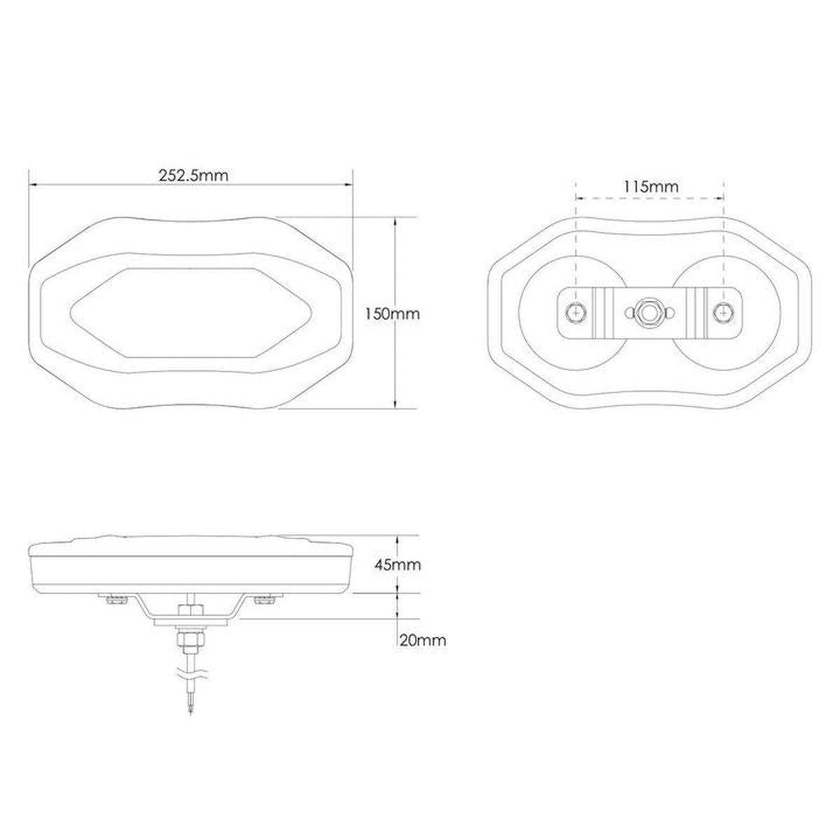 LED Autolamps Class 1 Quad Flash Emergency Mini Light Bar Amber LED with Clear Lens 252mm LB252ACM