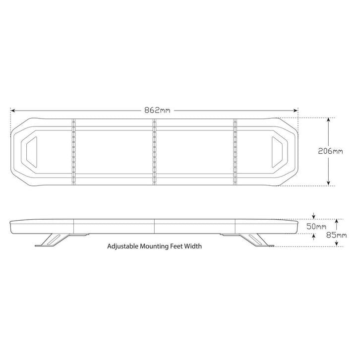 LED Autolamps Emergency Light Bar Amber LED with Clear Lens 862mm LB862ACM