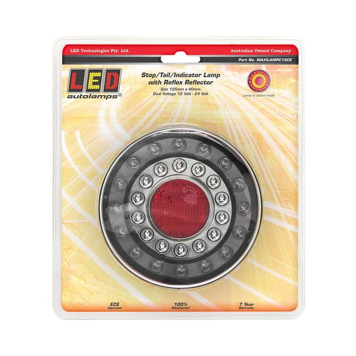 LED Autolamps Stop/Tail/Indicator/Reflector LED Maxilamp Light Black Chrome 12-24V MAXILAMPC1XCE