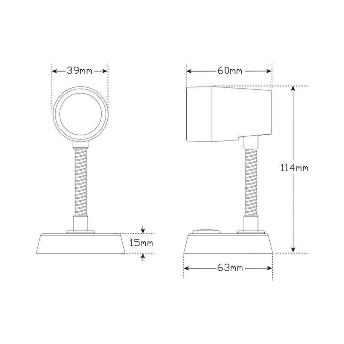 LED Autolamps Reading Lamp Black Height 120mm 130 Effective Lumen 12V Blister Pack RL120