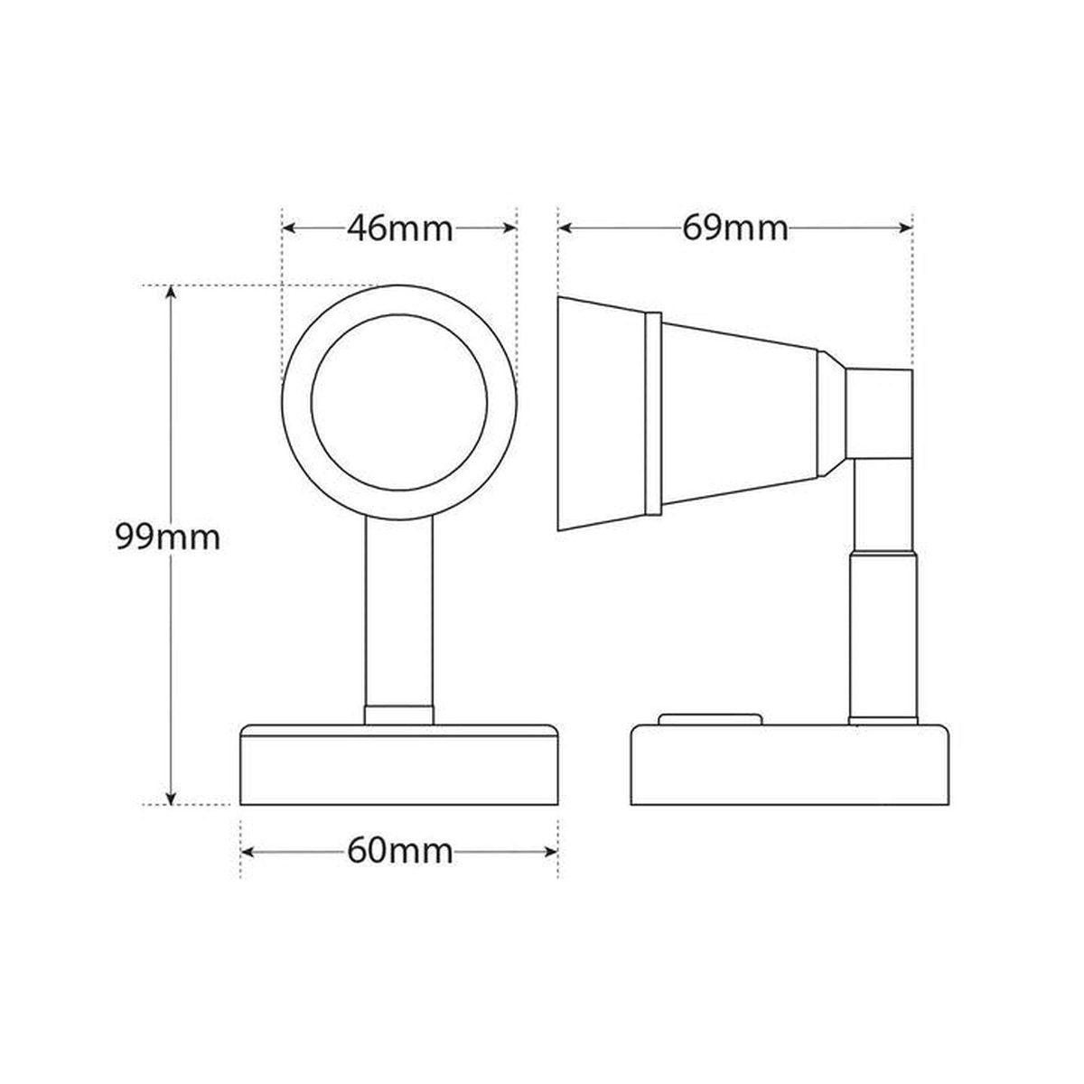 LED Autolamps Reading Lamp Silver with Polycarbonate Lens 140 Effective Lumen 12V RL60-12B