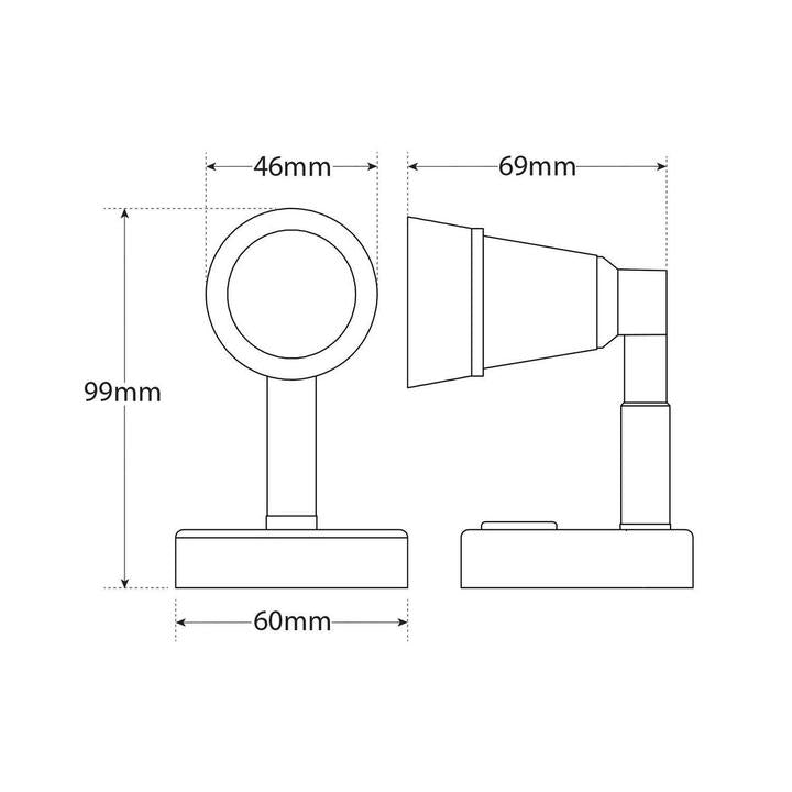 LED Autolamps Reading Lamp Silver with USB 140 Effective Lumen 12V RL60BLKB