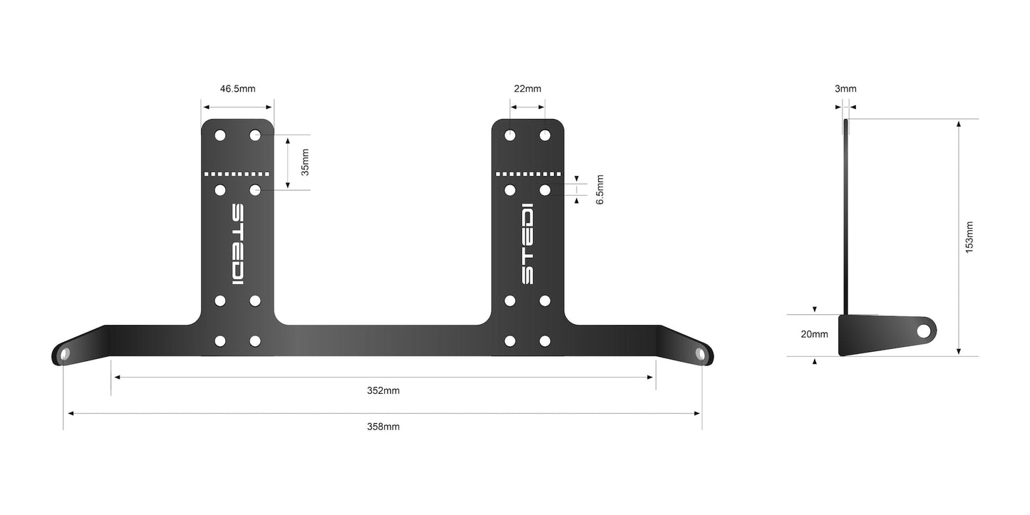 STEDI License Plate Reverse Bracket To Suit Micro V2 139 Inch NUMBRKMICRO139
