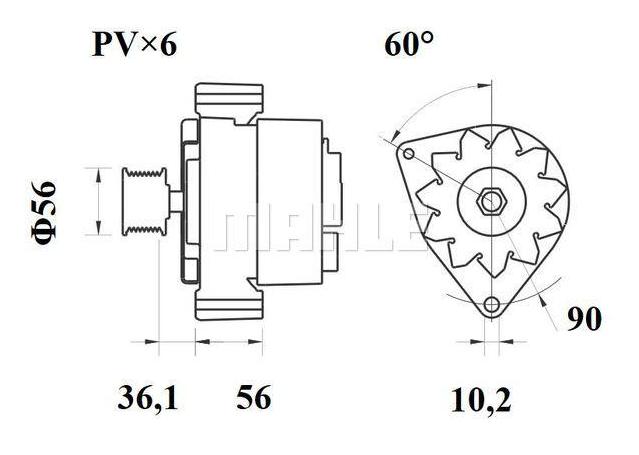MAHLE Alternator 12V 70A MG 22