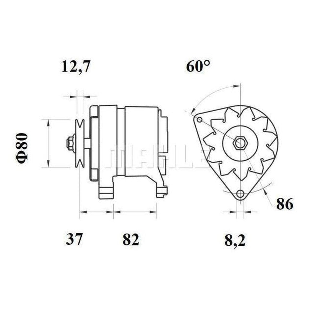 MAHLE Alternator 12V 65A MG 249