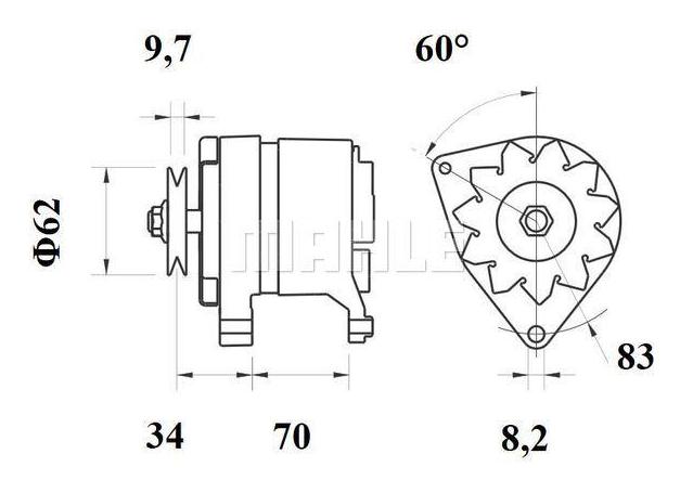 MAHLE Alternator 12V 34A MG 372