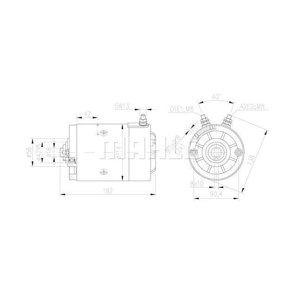 MAHLE DC Motor 24V 2.2Kw CW MM 62