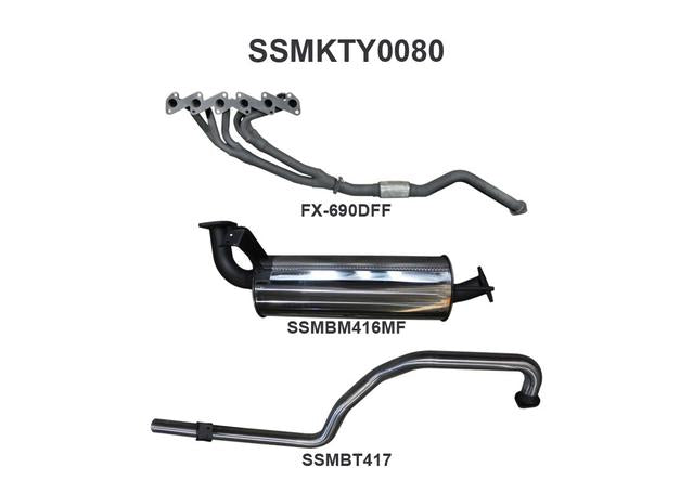 Manta 2.5" Exhaust With Extractors Quiet Fits HZJ105 4.2L