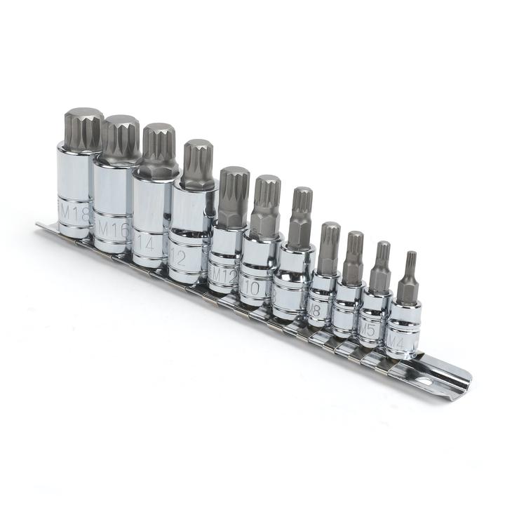 Mechpro Spline Socket Set 1/4In, 3/8In & 1/2In 11pc