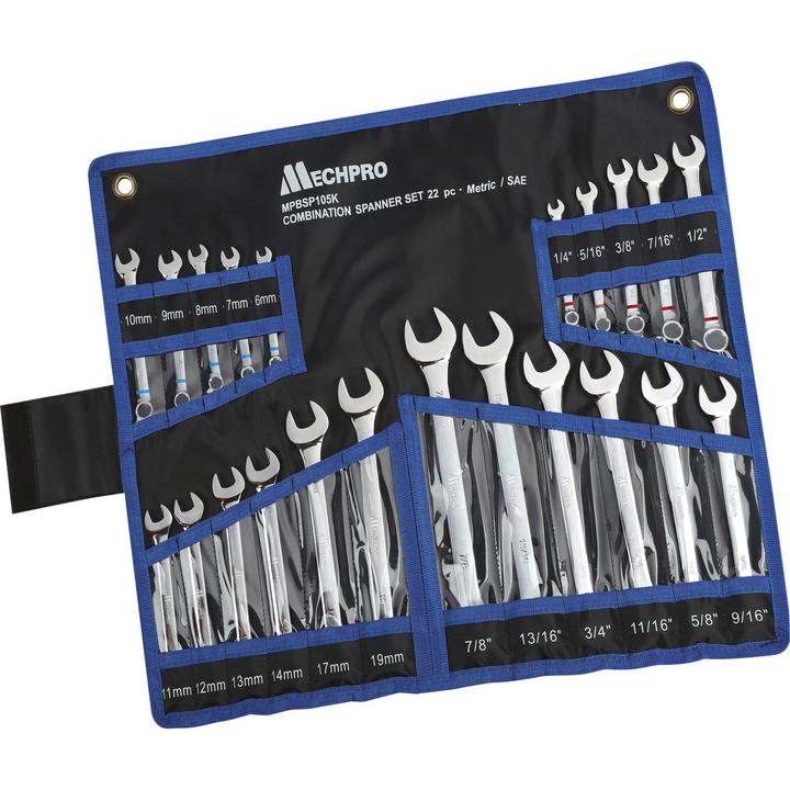 Mechpro Combination Spanner Set Metric/SAE 22pc