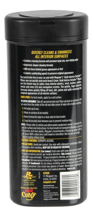 Meguiars Quik Interior Detailer Wipes 25pk G13600