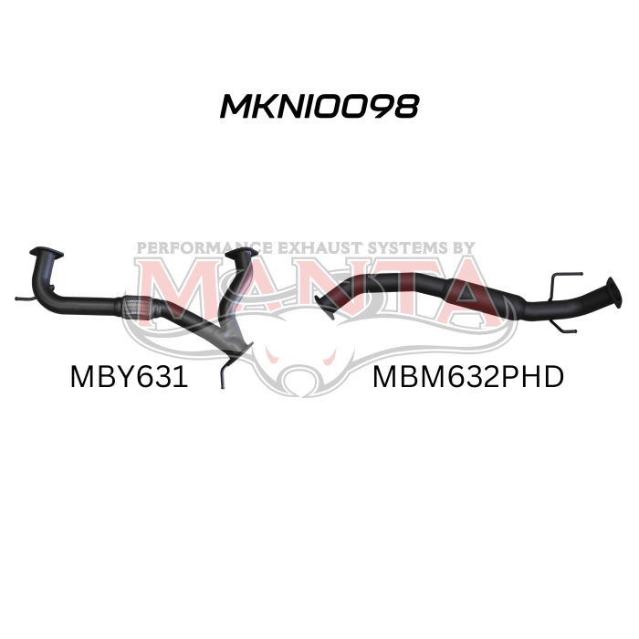 Manta Patrol Y62 V8 5.6L Wagon, 3in Centre Hotdog For OE Muffler Rplacement Muffler MKNI0098