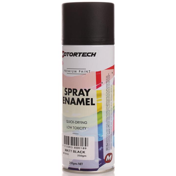 Motortech Aerosol Spray Enamel Matt Black 250g MT013